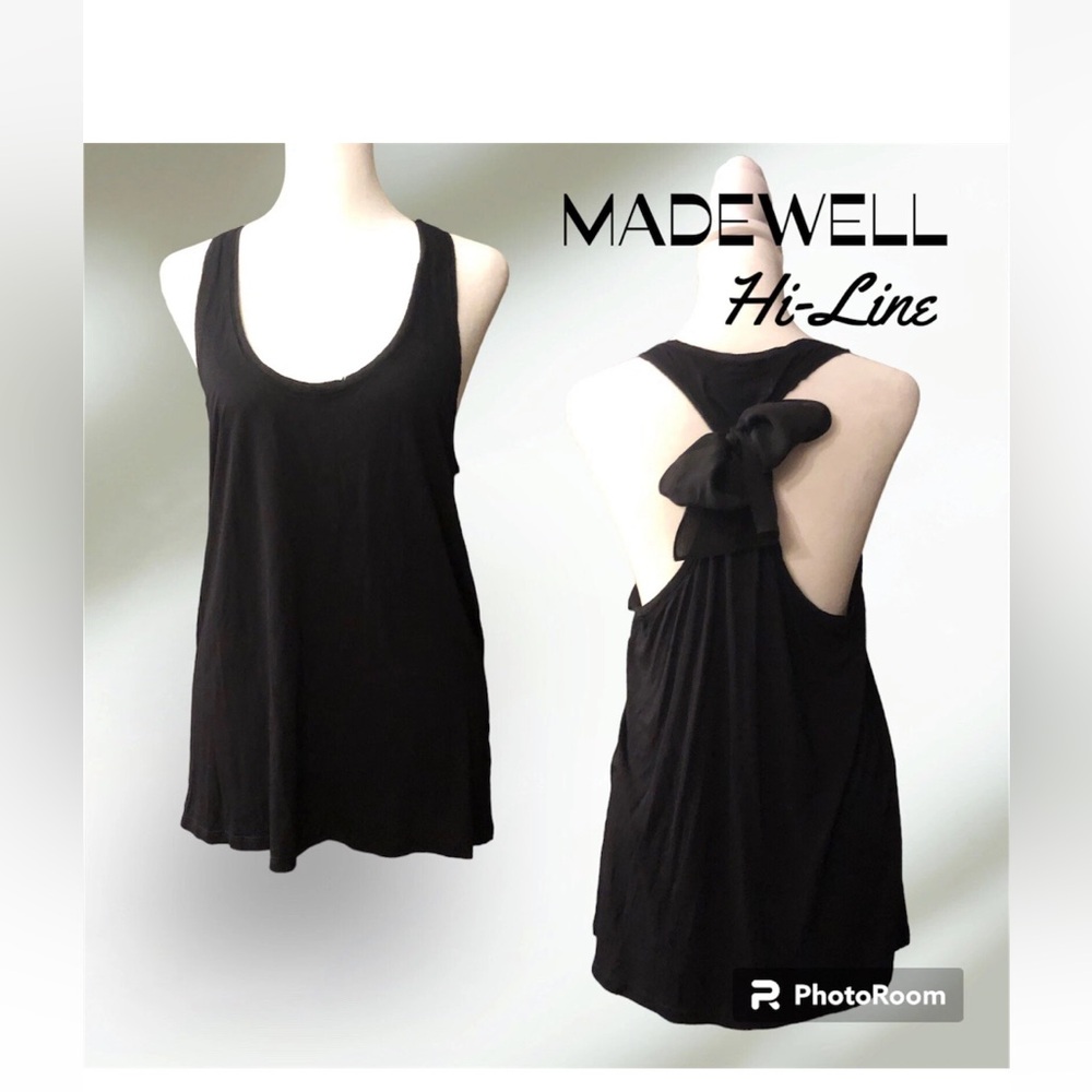 MADEWELL Hi-Line Top Size L black Racerback style bow accent